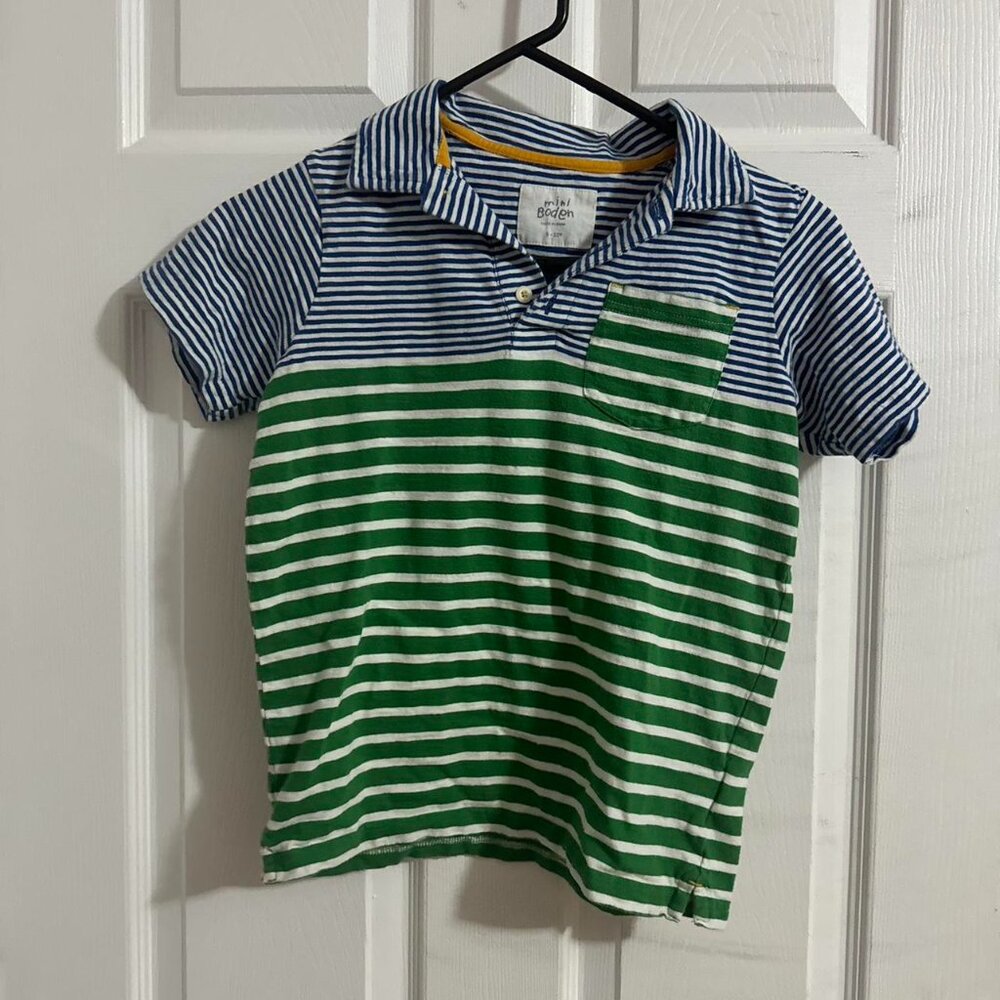 BLUE & GREEN STRIPED BABY TEE POLO